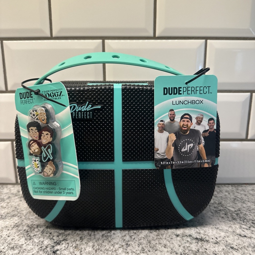 Dude Perfect Lunch Box‎ Snap Tight Lid Adjustable Divider Black Croc Charms